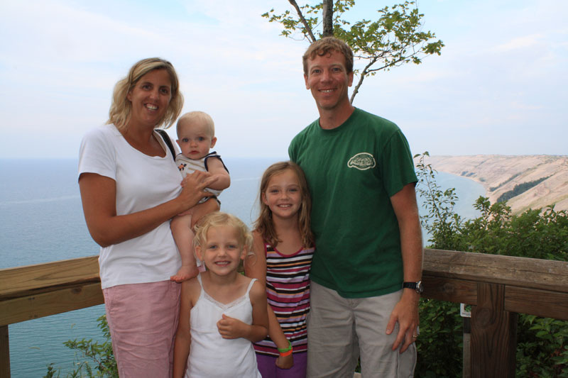 our family picure at the log slide overlook in grand sable dunes